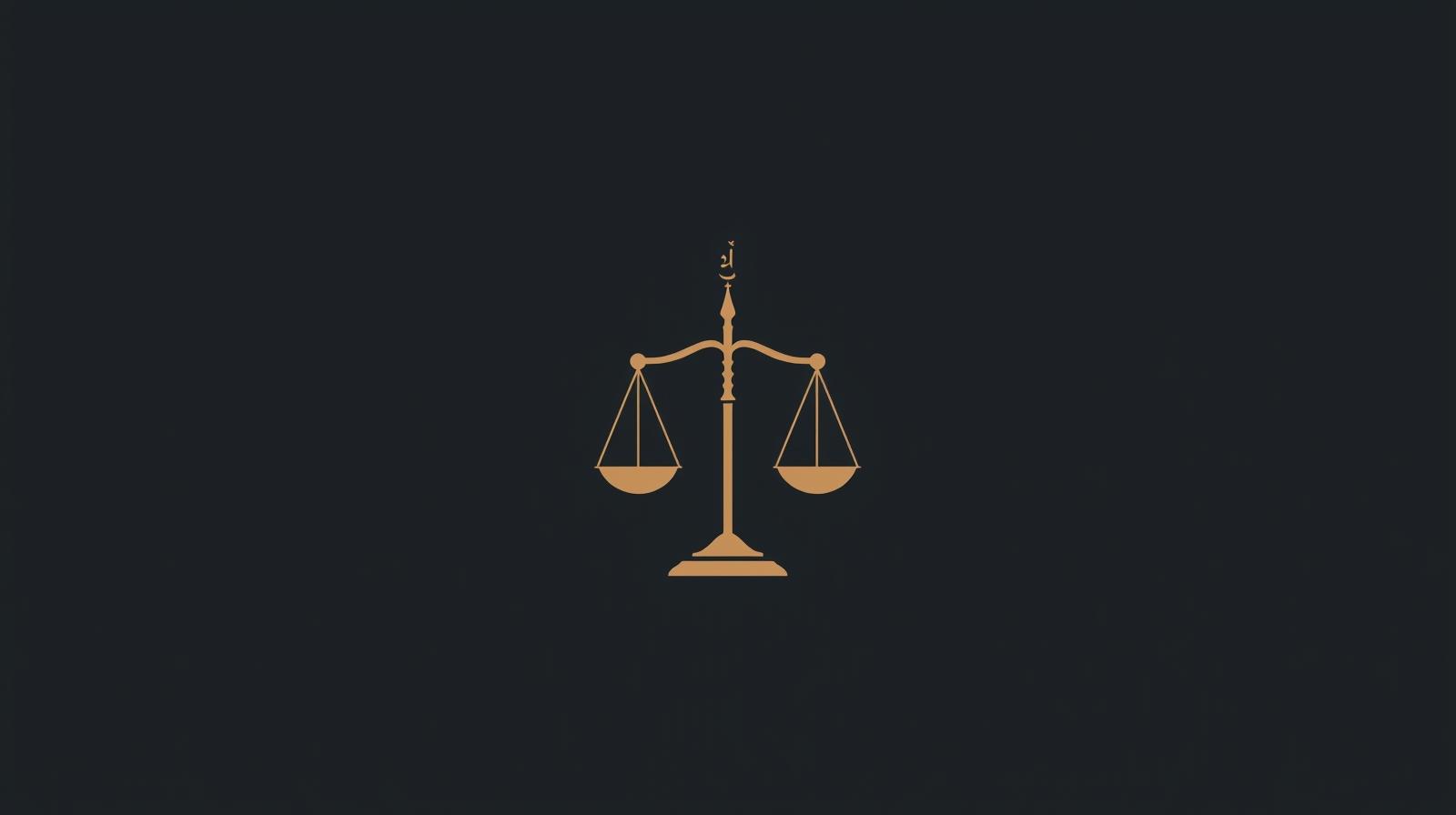 create image for law and use Islamic simple for law in the image the color of the image should be mix of 151521 and a58974